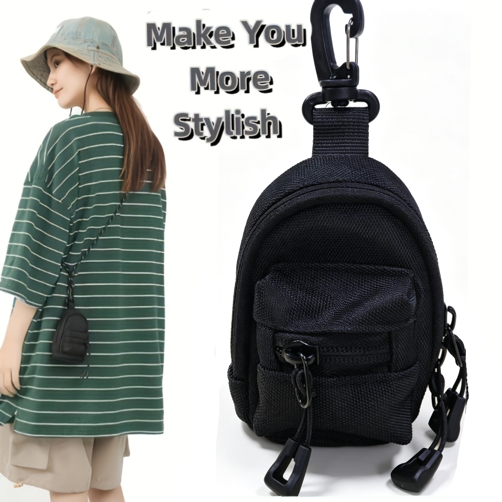 Mini Backpack Purse - Men Carabiner Backpack Keychain Pouch Nylon