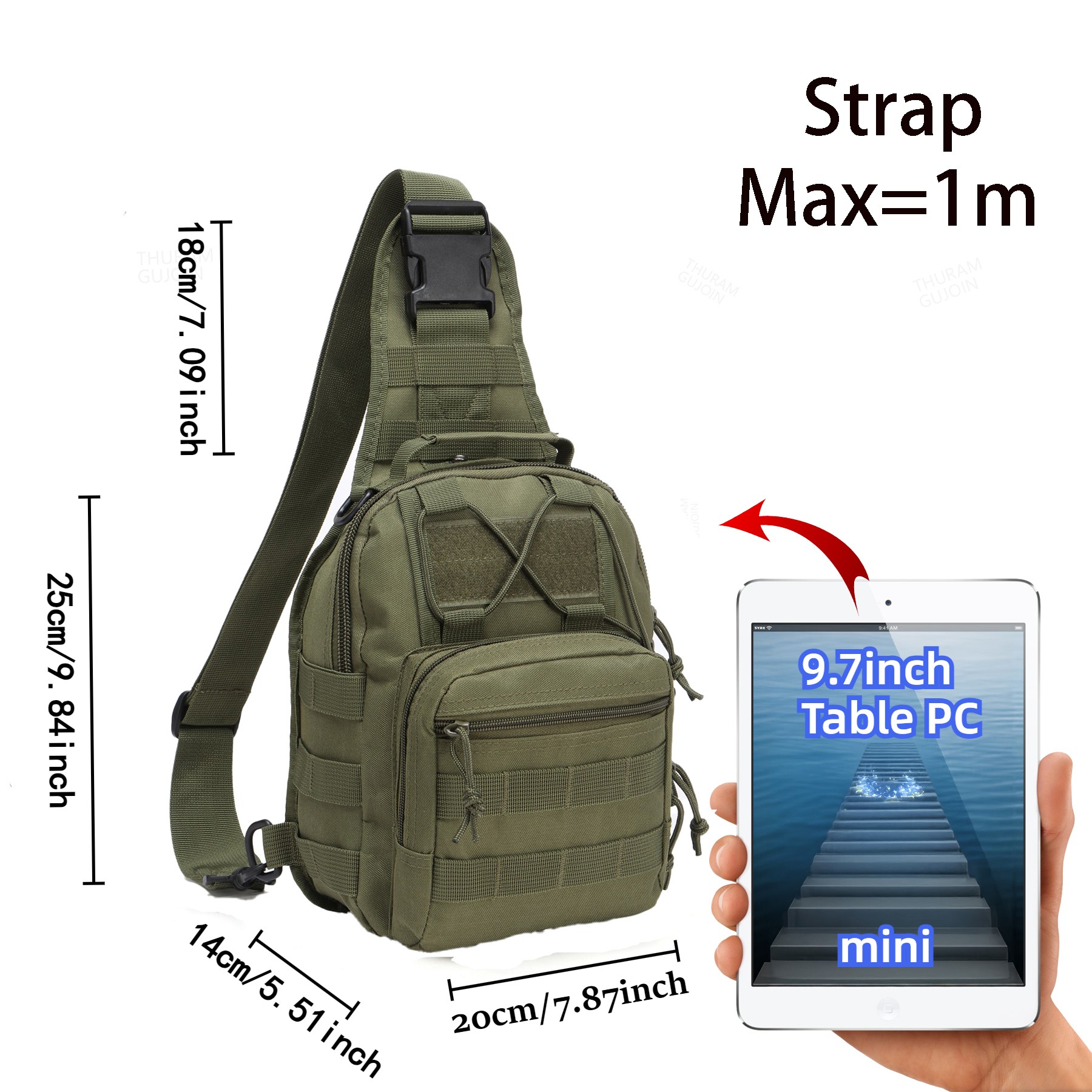 THURAM Outdoor Tactical Bag Ba - Sling Backpack Shoulder ulasan dan harga