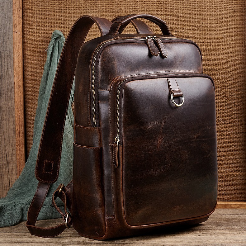 Men's Top Grain Waxed Leather  - Leather Backpack Vintage ulasan dan harga