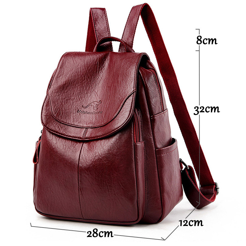 9 Color Women Soft Leather Bac - Leather Backpack Vintage ulasan dan harga
