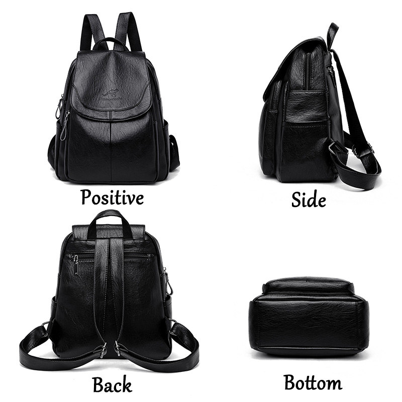 9 Color Women Soft Leather Bac - Leather Backpack Vintage ulasan dan harga