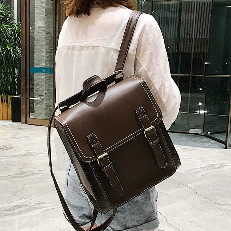 Vintage Backpack Female Pu Lea - Leather Backpack Vintage ulasan dan harga