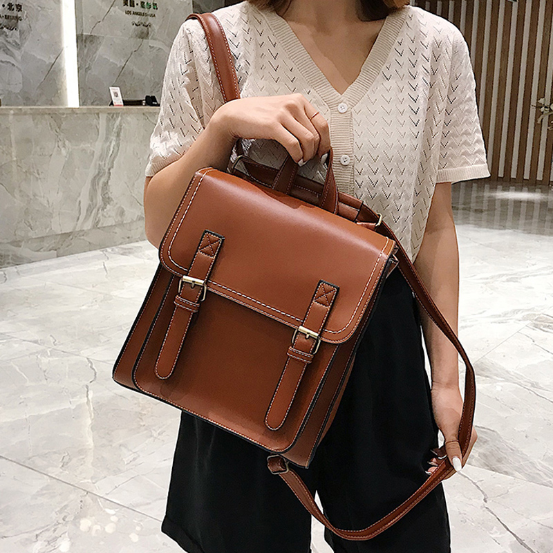 Vintage Backpack Female Pu Lea - Leather Backpack Vintage ulasan dan harga