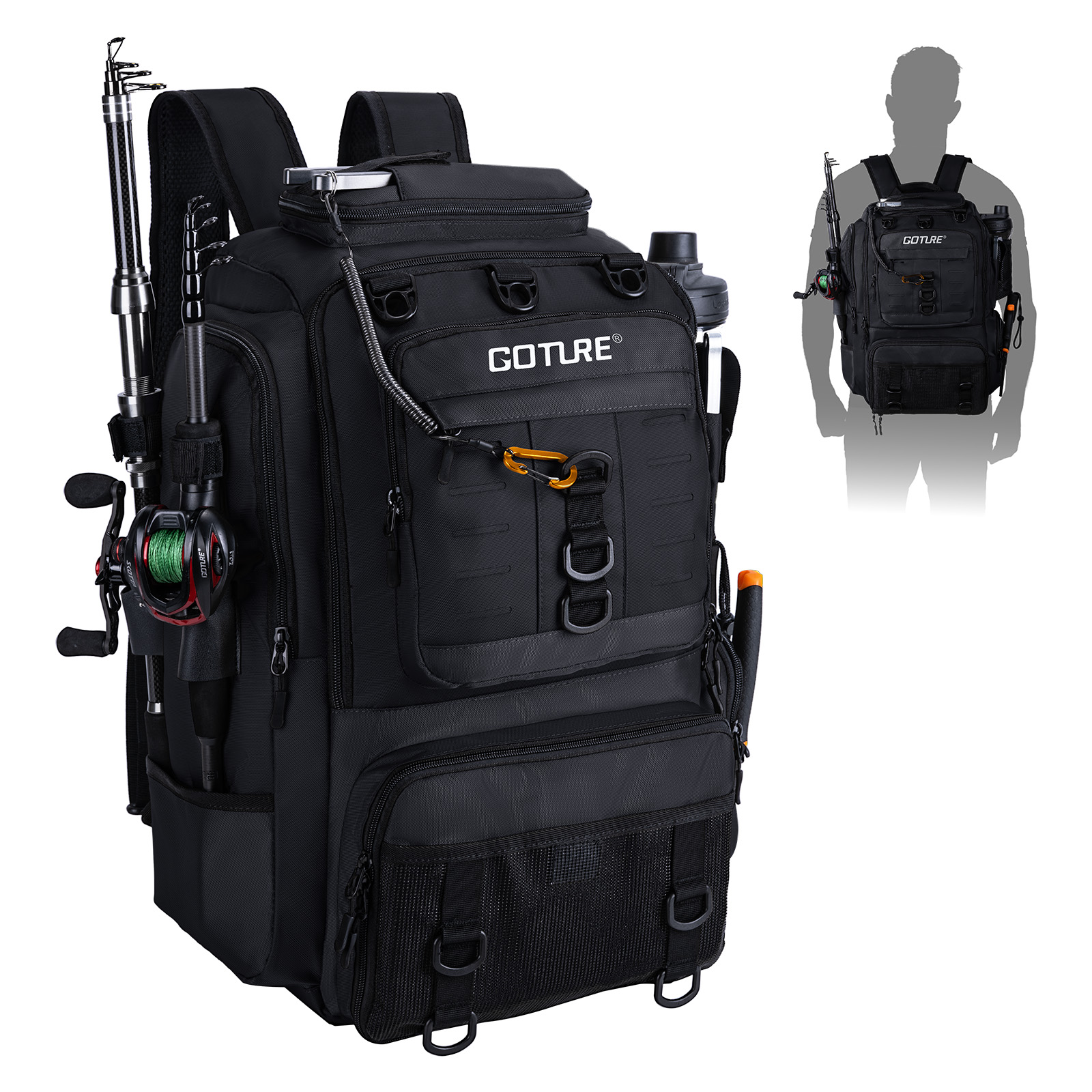 Goture Fishing Bag with Rod Ho - Backpack Insert Organizer ulasan dan harga