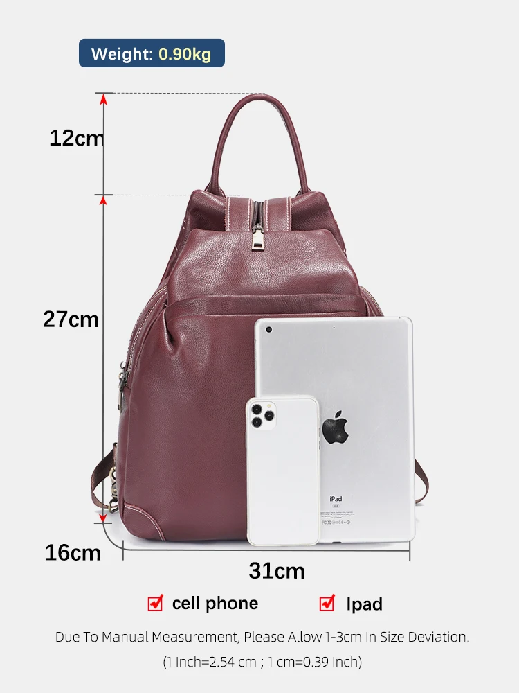 Zency Genuine Leather Women's  - Travel Backpack Anti Theft ulasan dan harga