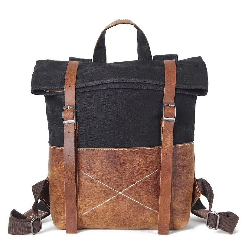 Fashion Men Backpack Waxed Can - Leather Backpack Vintage ulasan dan harga