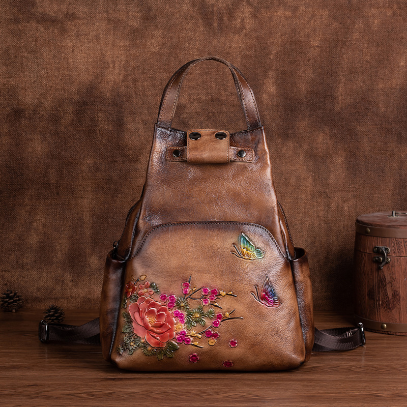 Johnature Genuine Leather Embo - Leather Backpack Vintage ulasan dan harga