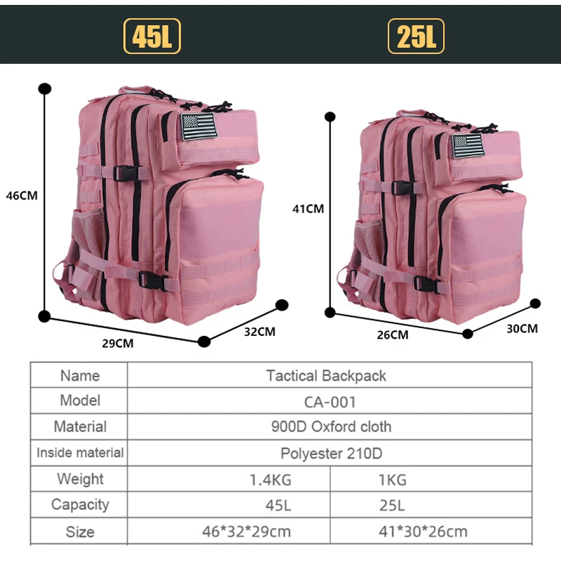 25L/45L 3P Tactical Backpack f - Rucksack Military Style ulasan dan harga
