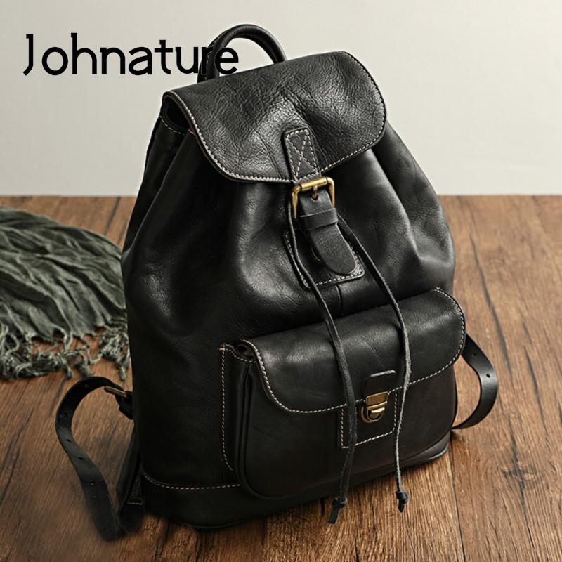 Johnature Leisure Travel Bag N - Leather Backpack Vintage ulasan dan harga