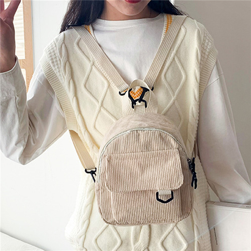 Solid Color Mini Backpack Cord - Fashion Backpack Women ulasan dan harga