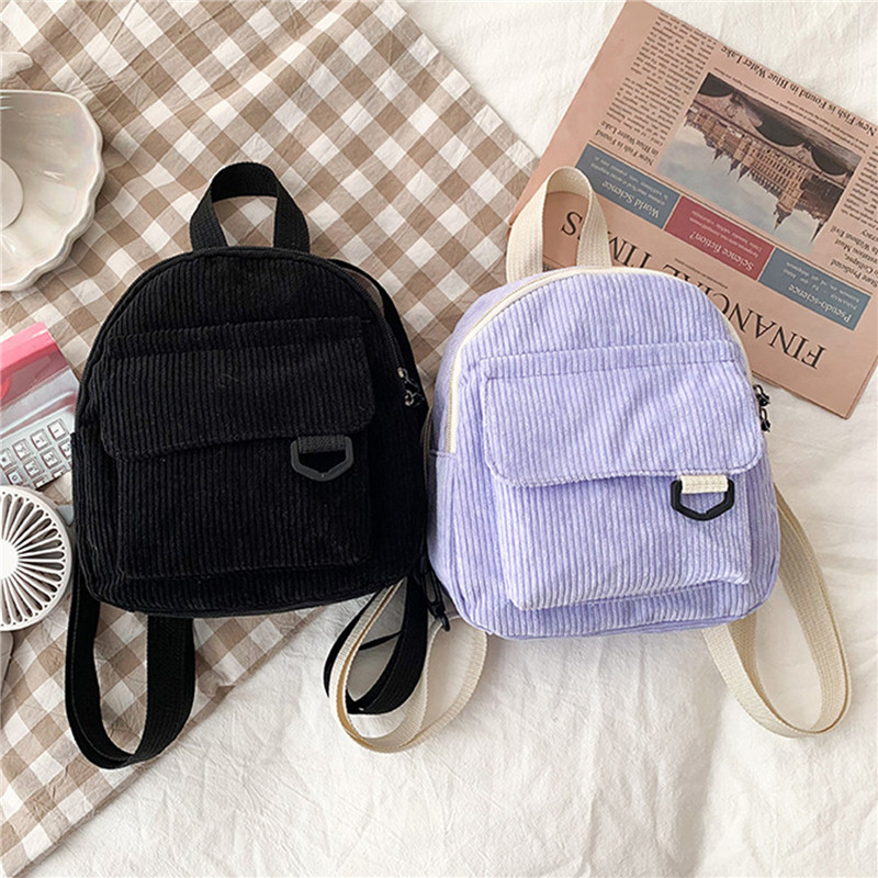 Solid Color Mini Backpack Cord - Fashion Backpack Women ulasan dan harga