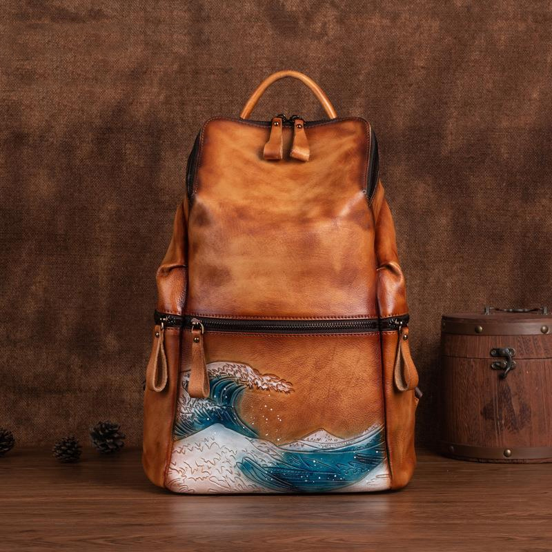 Genuine Real Soft Leather Wome - Leather Backpack Vintage ulasan dan harga