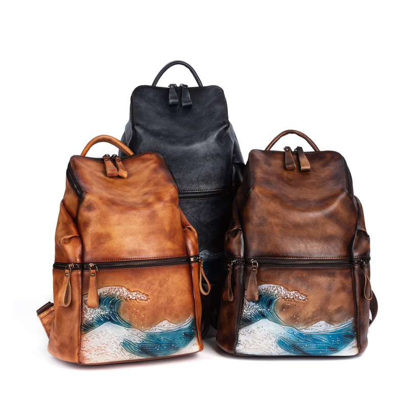 Genuine Real Soft Leather Wome - Leather Backpack Vintage ulasan dan harga