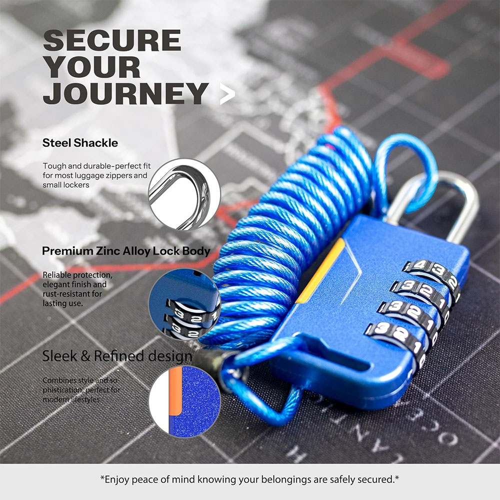 4 Digit Combination Padlock wi - Travel Backpack Anti Theft ulasan dan harga